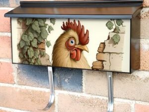 Peeking Angry Rooster Townhouse Mailbox Cover
