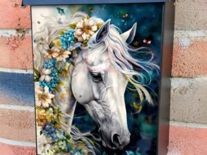 Beautiful Flower Horses #1 Colonial Mailbox Cover