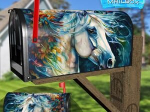 Beautiful Flower Horses #2 Decorative Rural Farm Mailbox Cover