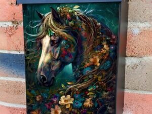Beautiful Flower Horses #3 Colonial Mailbox Cover