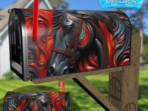 Tooled Leather Grey Horse Decorative Rural Farm Mailbox Cover