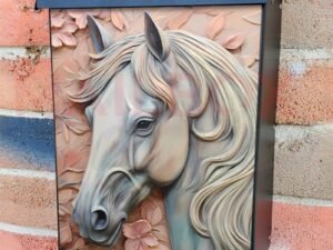 Pretty Grey Horse Colonial Mailbox Cover