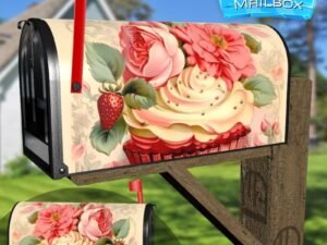 Vintage Strawberry Cupcake #2 Decorative Rural Farm Mailbox Cover