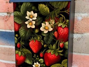 Strawberries and Flowers Colonial Mailbox Cover
