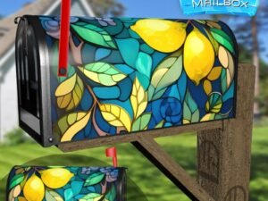 Stained Glass Lemon Design Decorative Rural Farm Mailbox Cover