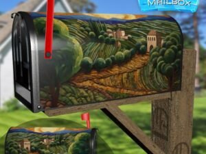Tuscan Mosaic Landscapes #3 Decorative Rural Farm Mailbox Cover