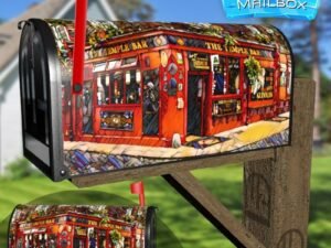 The Temple Bar, Dublin Stained Glass Decorative Rural Farm Mailbox Cover