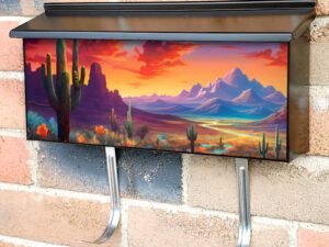 Sunset in the Desert with Cactuses Townhouse Mailbox Cover
