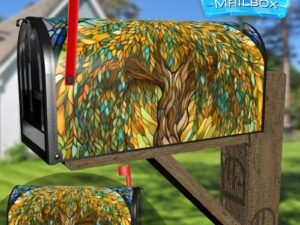 Stained Glass Willow Tree Design Decorative Rural Farm Mailbox Cover