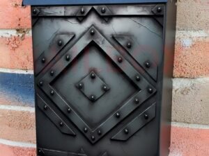 Dark Metal Door Design Colonial Mailbox Cover