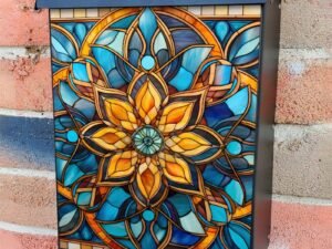 Stained Glass Mandala Design Colonial Mailbox Cover