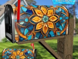 Stained Glass Mandala Design Decorative Rural Farm Mailbox Cover