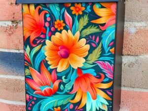 Colorful Folk Flowers Colonial Mailbox Cover