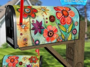 Cute Folklore Flowers Decorative Rural Farm Mailbox Cover