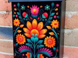 Mexican Folk Flower Design #3 Colonial Mailbox Cover