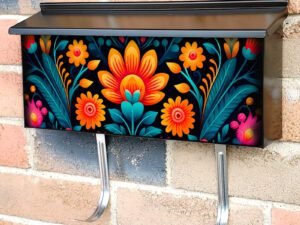 Mexican Folk Flower Design #3 Townhouse Mailbox Cover