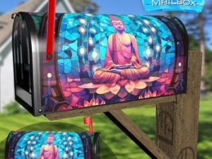 Stained Glass Buddha Design Decorative Rural Farm Mailbox Cover