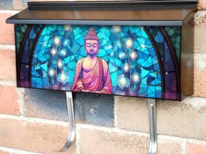 Stained Glass Buddha Design Townhouse Mailbox Cover