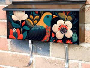 Vintage Folk Bird Design Townhouse Mailbox Cover