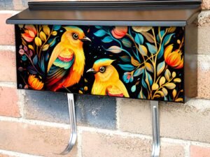 Colorful Folk Birds Design Townhouse Mailbox Cover