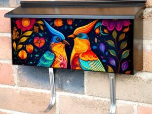 Colorful Folk Birds Design #2 Townhouse Mailbox Cover