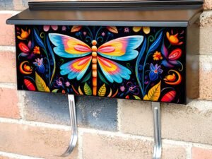 Colorful Folk Butterfly Design Townhouse Mailbox Cover
