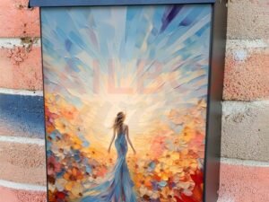 Lady in a Flower Field Colonial Mailbox Cover