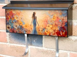 Lady in a Flower Field Townhouse Mailbox Cover