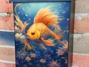 Beautiful Yellow Fish Colonial Mailbox Cover