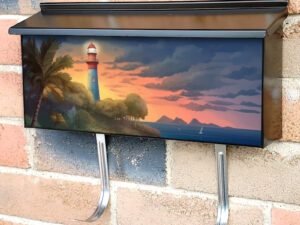 Summer Evening Lighthouse Townhouse Mailbox Cover