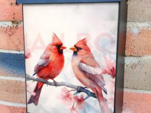 Pair Of Red Birds Northern Cardinals In Spring Nature Colonial Mailbox Cover