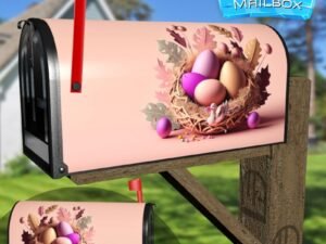 Illustration Of Easter Day With Eggs Nest 2 Decorative Rural Farm Mailbox Cover