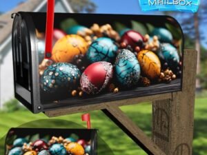Many Easter Eggs On Easter Day Decorative Rural Farm Mailbox Cover