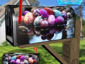 Many Easter Eggs in the Lake On Easter Day Decorative Rural Farm Mailbox Cover