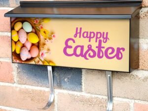 Easter Eggs Baskets with Colorful Eggs and Tulips Townhouse Mailbox Cover