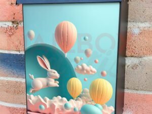 Easter Day Eggs And Bunny in Pastel Colors Colonial Mailbox Cover