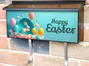 Easter Day Eggs And Bunny in Pastel Colors Townhouse Mailbox Cover