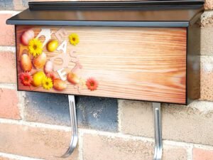 Easter Cut Out Letters With Colorful Easter Eggs On Wood Townhouse Mailbox Cover