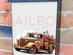 Brown Vintage Truck With Flowers 3D Colonial Mailbox Cover