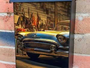 Veteran Car In Garage With Workshop Tools Colonial Mailbox Cover