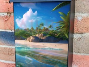 Tropical Island with Palm Trees in the Ocean Colonial Mailbox Cover