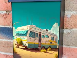 Travelling On Motorhome Road Trip At Summer Holidays Colonial Mailbox Cover