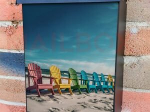 Ocean Scene Sand And Sea Relaxation Colorful Beach Chairs Colonial Mailbox Cover