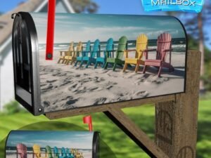 Ocean Scene Sand And Sea Relaxation Colorful Beach Chairs Decorative Rural Farm Mailbox Cover