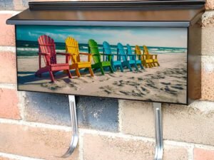 Ocean Scene Sand And Sea Relaxation Colorful Beach Chairs Townhouse Mailbox Cover
