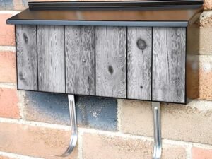 Gray Vertical Plank Wood Texture Townhouse Mailbox Cover