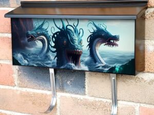 Three Head Sea Monster Fantasy 3D Townhouse Mailbox Cover