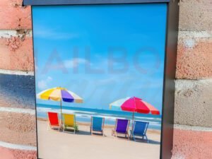 Colorful Summer Chairs And Umbrellas On Tropical Sea And Beach Colonial Mailbox Cover
