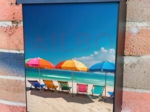 Summer Chair And Umbrella On Tropical Sea And Beach Colonial Mailbox Cover