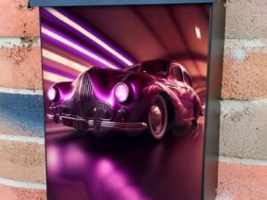 Purple Retro Ride High Speed Time Travel Through The Time Tunnel 2 Colonial Mailbox Cover